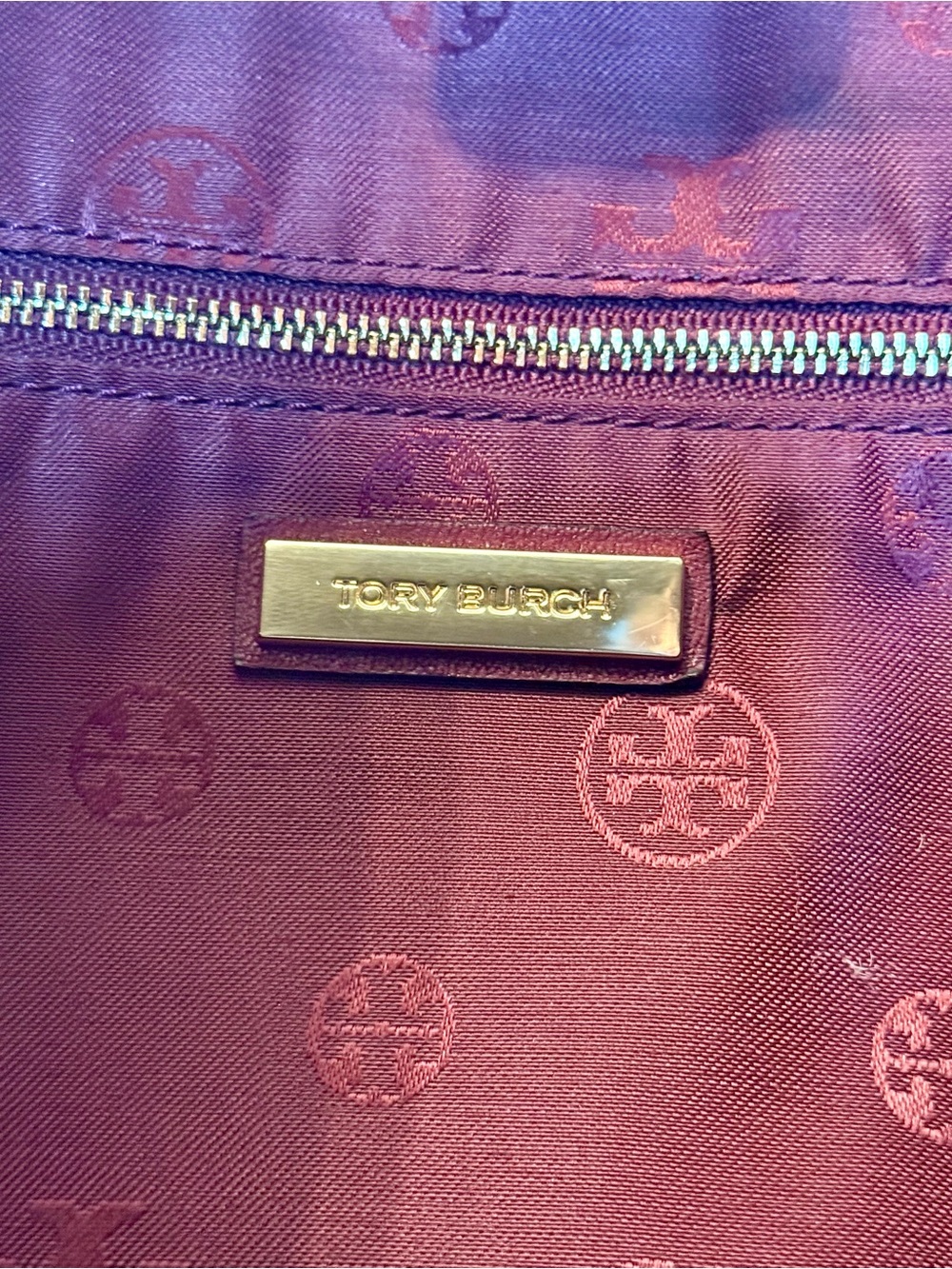 Tory Burch Harper Leather Tote Shoulder Bag Burgundy Gold Chain - Picture 9 of 16